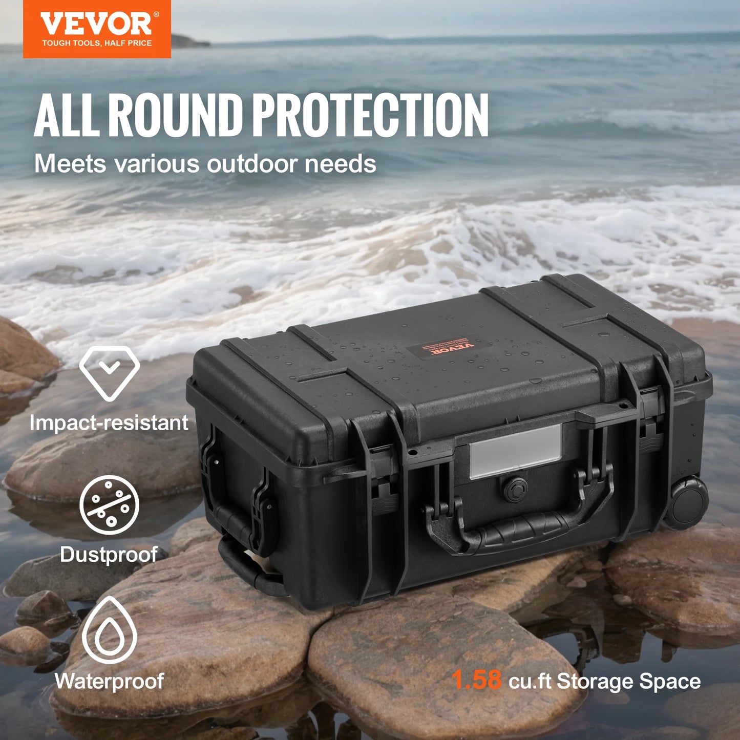 SucceBuy Weatherproof Hard Case HeavyDuty Protective Dry Box Case with Pre-cut Foam for Travel Hunting Military Tactical Cameras