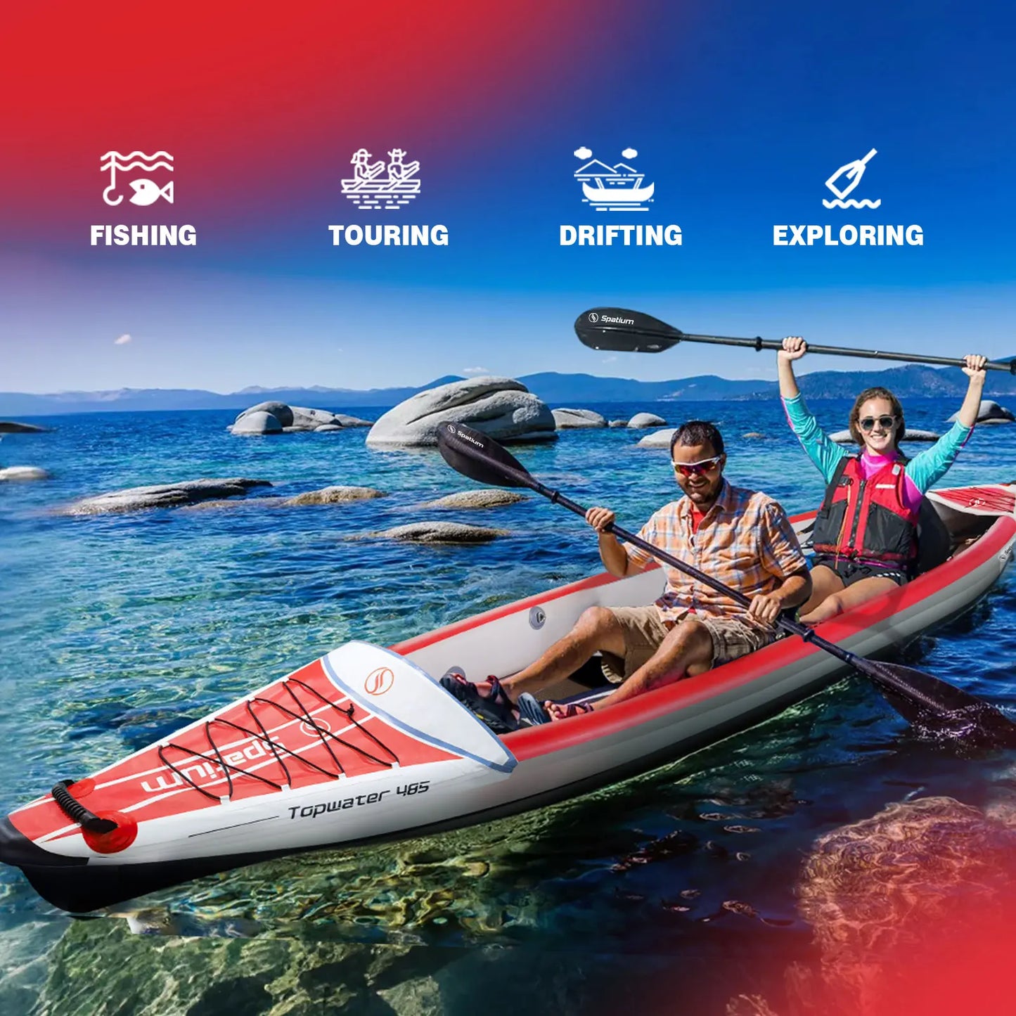 Spatium 2-3 Persons Inflatable Kayak Canoe High Strength DropStitch Floor Inflatable Kayak For Fishing